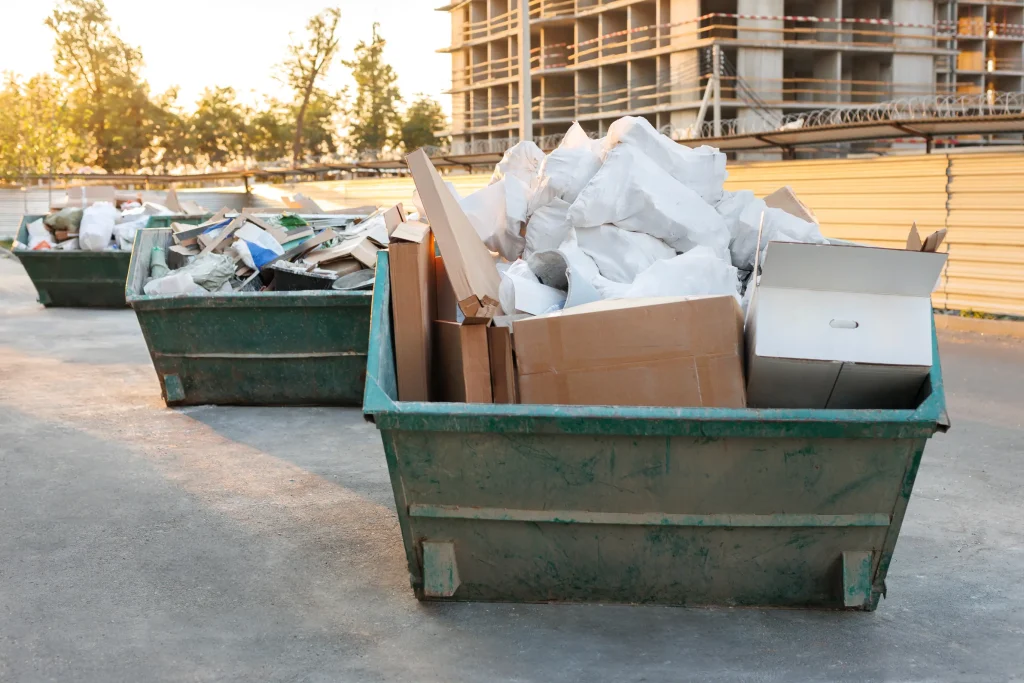 garbage cans stand